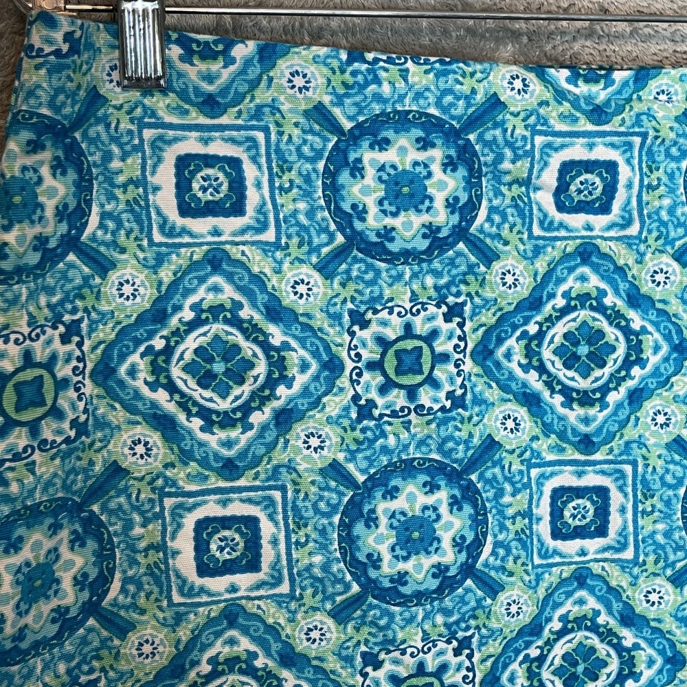 Talbots Women Geometric Medallion Mosaic Canvas Cotton Skirt 14 Resort Preppy